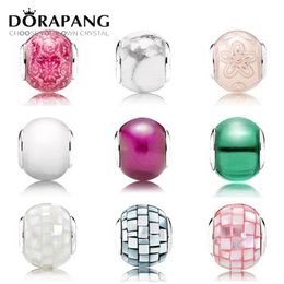 DORAPANG 925 Sterling Silver Beads Charms Multicolor Essence Murano Glass Beads collocation DIY Bracelet & bracelet fine jewelry235b