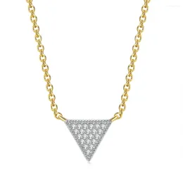 Pendant Necklaces Triangle Necklace For Women Shine Zircon Choker Chain On The Neck Christmas Gift Aesthetic Jewellry Fashion Jewellery N240