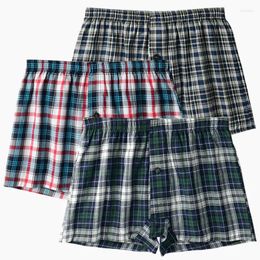 Underpants Men Chequered Casual Pyjamas All Cotton Thin Summer Shorts Japanese Loose Fitting Boxer Youth Beach Panties Home Aro Pant