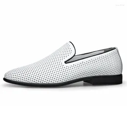 Dress Shoes Male Leather Sandals 2023 Summer Genuine Business Suit Breathable Perforated Men's Fashion Hallow Out Designer Men