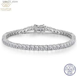 Charm Bracelets WUIHA Real 925 Sterling Silver 3EX Round Cut 3mm/4mm VVS High Carbon Diamonds 15-18CM Tennis Bracelets for Men Women Hiphop Gift Q231025