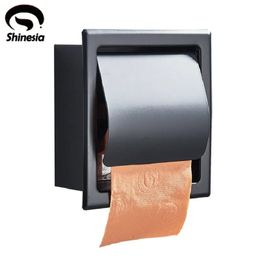 Toilet Paper Holders Shinesia Toilet Paper Holder For Bathroom Stainless Steel Concealed Roll Paper Box With Cover Bathroom Hardware Accessories 231025