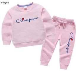 Brand Tracksuit for Boys and girl Baby Clothing Sets Child Jogging Suit Clothing Kids Logo printing Hoodie and Elastic waist pants