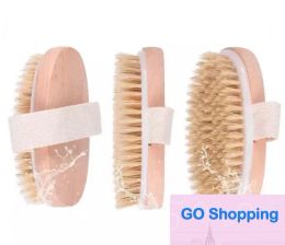 Quality Bath Brush Dry Skin Body Soft Natural Bristle SPA The Brush Wooden Bath Shower Bristle Brush SPA Body Brushs Without Handle