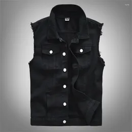 Men's Vests Casual Cowboy Horse Clip Vest Fashion Sleeveless Jeans Black Denim For Men Plus Size 5XL 6XL