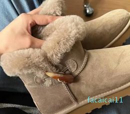 Winter designer boots Platform toggle Sport chestnut plush wool slides Mini Boot Fur Slides Winter boot