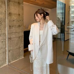 Women's Suits Beige Blazers Women Notched Collar Long Sleeve Suit Jacket Spring Autumn Casual Double-breasted Female Blazer Fashion Colthes