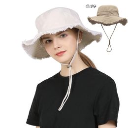 Wide Brim Hats Bucket Hats Fashion Ladies Summer Leisure Protection Sun UV50 Beach Hat Bucket Hat Water Washed Fur Brim Men's Panama Hat Sunscreen Cap 231024