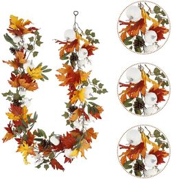 Christmas Decorations Artificial Autumn Fall Maple Leaf Garland with Pumpkin Foliage String Christmas Garden For Wedding Party Home Decoration 231025