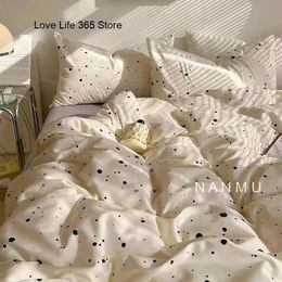 Bedding sets Ink Spot Printed Set Ins Solid Color Linen And Duvet Cover With Pillowcases Single Double Full Size For Kids Adults 231025