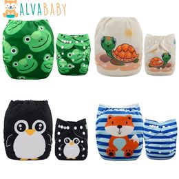 Cloth Diapers 4pcs/set ALVABABY Cloth Diapers Baby Shells Adjustable Reusable Baby Cloth Nappy Shells Without Insert 231025