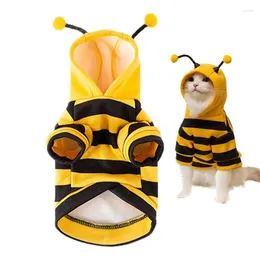 Cat Costumes Cute Bee Sweatshirt Soft Velvet Pet Clothes Warm Winter Outfit Stylish Anti-Shedding For Adult Cats And Young