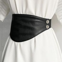 Belts Waistband Women Wearing French Style Matching Skirts Dresses Shirts Suits Decorative Waistbands Wide Black Leather Retro