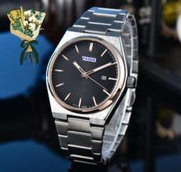 Popular Men's Atmospheric Business Watch Premium Price Quartz Movement Clock Stainless Steel Band Presidents Day Date Chain Sapphire Mirror Waterproof Wristwatch