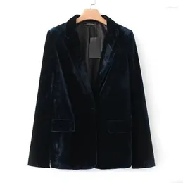 Women's Suits Velvet Blazer Autumn And Winter Women 2023 Solid Long-sleeved Single Button Casual OL Office Ladies Jacket Slim