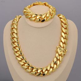 Cadena Cubana Wholesale Hip Hop 14k 18k 24k Real Gold Plated Heavy Solid Miami Cuban Link Chain Necklace for Men