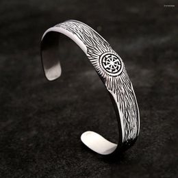 Bangle Simple Slavic Wheel Kolovrat Bracelets Stainless Steel Viking For Men Fashion Norse Pagan Jewellery