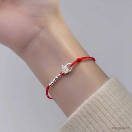 Bangle Monada 19 17cm Red Thread For Hand Sterling Silver Bracelet Women Rope Thread Bracelets For Women Silver Daisy Flower R231025