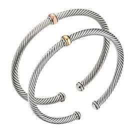 DY Bracelet Designer Classic Jewellery Fashion charm Jewellery stainless steel bracelet titanium wire rope double Colour opening Christmas gift