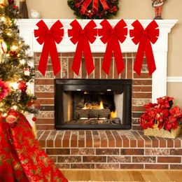 Christmas Decorations Red Wreath Bows Velvet Hand Tied Easy Hanging For Holiday Tree Door Gifts Indoor And Outdoor Decoration 231025