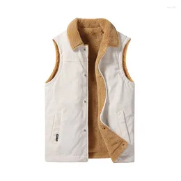 Men's Vests Vintage Fashion Corduroy Vest Winter Thickened Lamb Fleece Large Tank Top Casual Versatile