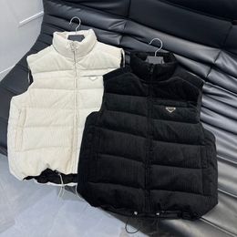 Womens Down Vest Winter Casual Outerwear Designer Warm Windproof Cotton Coat Black White