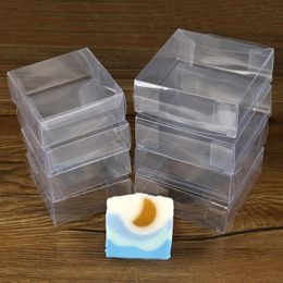 Gift Wrap 50pcs Square Transparent PVC Boxes Mini Handmade Soap Gift Box Biscuit Snack Wrapping Party Packaging Supplies 231025