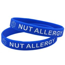 100PCS NUT ALLERGY Silicone Rubber Bracelet Youth and Adult Size Carry This Message As A Reminder in Daily Life289L