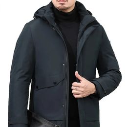 Men's Down Parkas 2024 Mid-length Down Jacket Men Clothing Hooded Black s Winter Fashion Korean Coat Male Parkas Zm231023