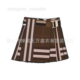 Skirts Designer Women's Deep Birch Brown Wool Plaid High Waist Pleated Skirt Short Skirt Casual Versatile Half Skirt DFXN