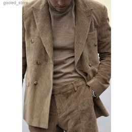 Men's Suits Blazers Men's Elegant Two-piece Suit Made of Corduroy Fabric Comfortable for Commuting Custom Man Suit Casual Fashionable and Slim Full Q231025