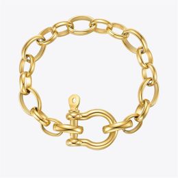 ENFASHION Goth Lock Bracelets For Women 2021 Gold Colour Bracelet Stainless Steel Pulseras Mujer Fashion Jewellery Gift B212250269E