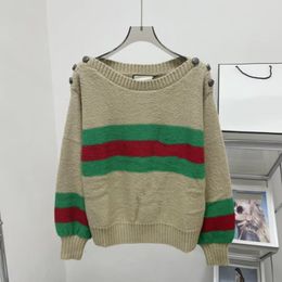 1025 2023 Runway Autumn Brand SAme Style Sweater Long Sleeve V Neck kHAKI Fashion Clothes High Quality Womens qianxi