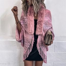 Women's Cape Autumn Winter Stoles Women Knitted Poncho Cape Vintage Striped Oversized Cardigan Tassel Long Shawl Scarf Sweater Knitwear 231023