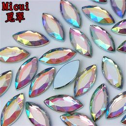 Micui 100PCS 5 10 7 15 9 20 12 25mm Horse eye Acrylic Rhinestones Crystal Appliques Flat Back Crystal Stones Crafts Decorations ZZ2956