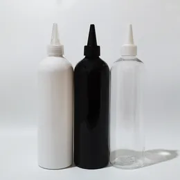 Storage Bottles 14pcs 400ml Black/White Plastic Bottle With Pointed Mouth Lid Twisted Cap PET Container DIY Cosmetic Packaging