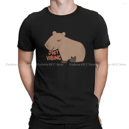 Men's T Shirts Capybara Capybaras Polyester TShirt For Men Just Vibing Humor Casual Sweatshirts Shirt Novelty Trendy