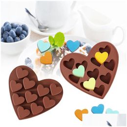 Baking Moulds 10-Cavity Diy Heart Shape Soap Mold Sile Chocolate Candy Mod Making Supplies For Cake Decoration Tool Drop Delivery Dh6Qq