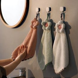 Towel 3 Seconds Quick Dry Hand for Kitchen Coral Fleece Thickened Absorbent Dish Cleaning Cloth Sun Flowers Type Lattice Texture 231025