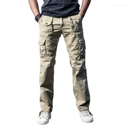 Men's Pants Mens Military Cargo Solid Khaki Breathable Summer Large Size Multi Pocket Long Trouser Spliced Pantalon Homme