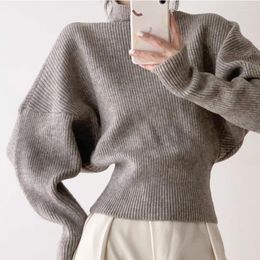 Women's Sweaters High Neck And Wide Shoulder Knitted Sweater For Women In Autumn Winter High-End Design With Unique Bubble Sleeves Fash