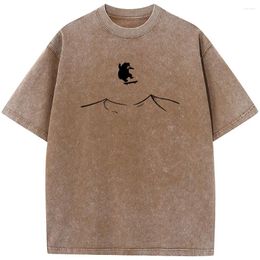 Men's T Shirts 230 Grams Of High-Quality Washed Old Tshirt Bear Outdoor Skateboard Print T-shirt Hip Hop Streetwear Men T-shirts