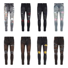 Designer hip-hop con cerniera hip-hop lettera lavabile retrò di design maschile moto ciclistico jeans slim .28-40