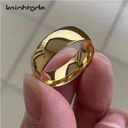 Band Rings Classic Gold Color Wedding Band Tungsten Carbide Rings Women Men Engagement Gift Jewelry Dome Polished Finished Comfort Fit 231024