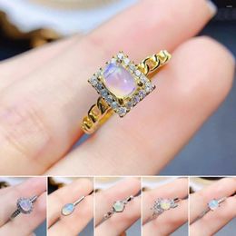 Cluster Rings FS Real S925 Sterling Silver Inlay Natural Opal Ring With Certificate Fine Charm Weddings Jewelry For Women MeiBaPJ