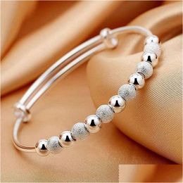 Bangle Sterling Sier Luxury Beads Bracelets Bangles Cute For Women Fashion Party Wedding Jewellery Adjustable Drop Delivery Dhgarden Otuk7