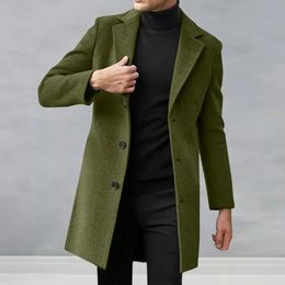 Mens Wool Blends Men's ultra-thin fitting coat fashionable men's wool coat lapel single chest medium length suit coat with side pockets solid color 231025