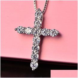 Pendant Necklaces Lab Diamond Cross Pendant Necklaces 925 Sterling Sier Choker Statement Necklace Women Jewelry Drop Delivery Dhgarden Ot6Qk