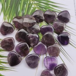 Decorative Figurines Natural Hearts Energy Stone Amethyst Clear Quartz Heart Healing Meditation Gemstone Ornaments