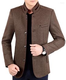 Men's Wool Autumn Winter Coat Men Leisure Long Woollen Coats Men&#39;s Pure Colour Business Casual Fashion Jackets Overcoat Outwear